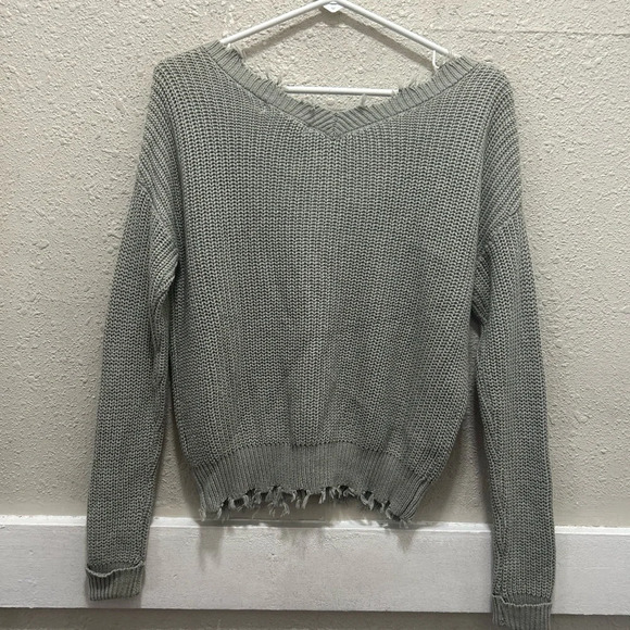 Moon & Madison Light Sage Green Frayed Button Down Cardigan NWT Small - Picture 4 of 6